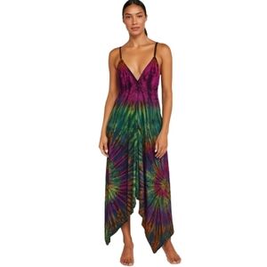 My Choice Assymetric Rainbow Beachy‎ Cruise Embroidered Dress One Size